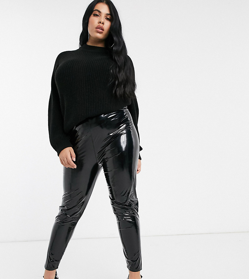 ASOS DESIGN Curve vinyl legging-Black