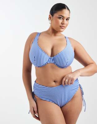 ASOS DESIGN Curve - Violet - Marina del Rey - Bügel-Bikinioberteil in Blau gestreift