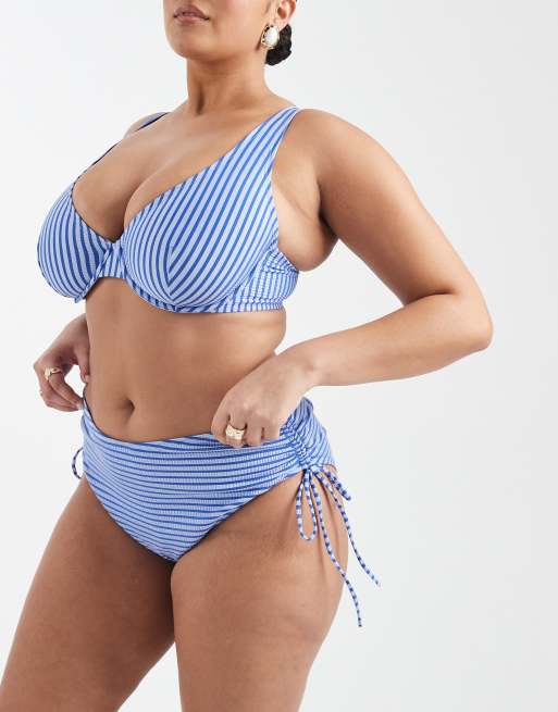 ASOS DESIGN Curve - Violet Marina del Rey - Gestreept bikinitopje met beugel in blauw, 2 van 4