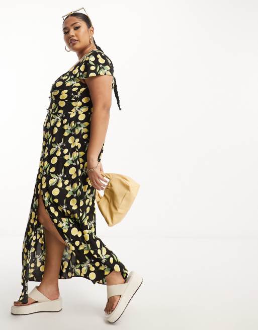 Asos lemon print clearance dress