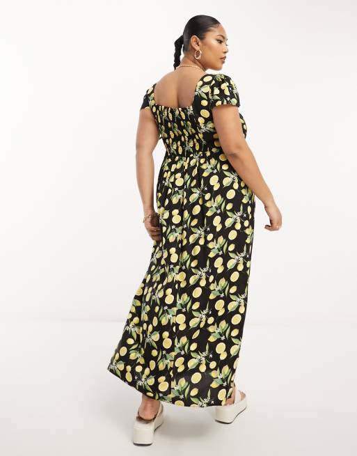 Asos lemon print outlet dress