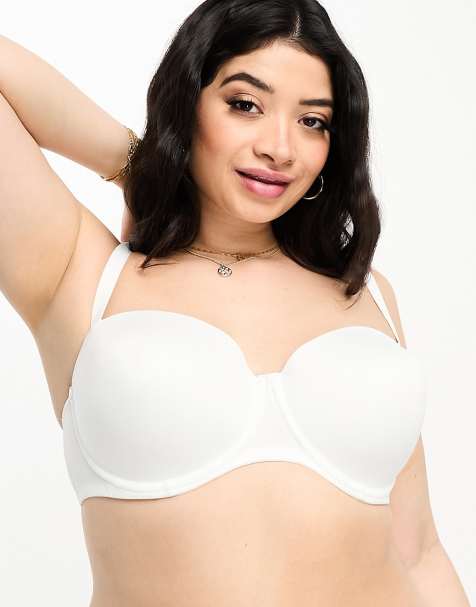 ASOS DESIGN Curve – Vit ärmlös bH i mikrofibrer som kan bäras på flera sätt med formade kupor - view 1