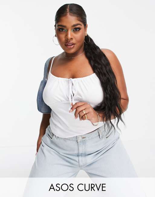 ASOS DESIGN Curve – Vit ärmlös korsett med dekorativ söm vid bysten