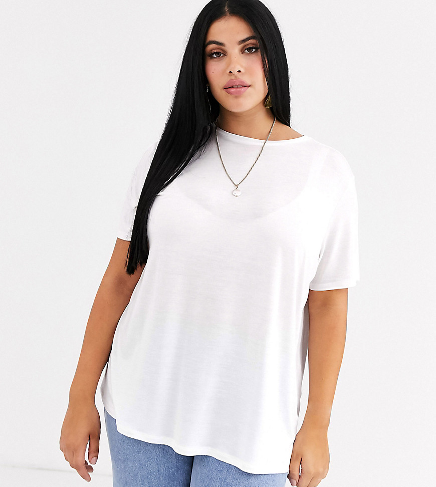 ASOS DESIGN Curve – Vit t-shirt i löst fallande tyg med avslappnad passform