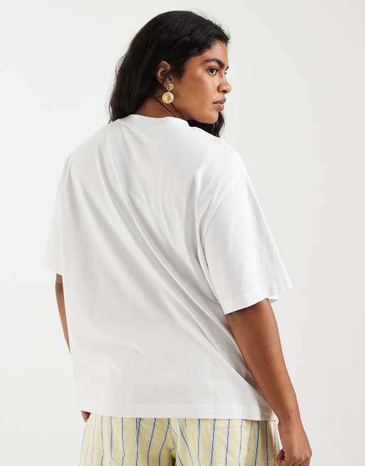 ASOS DESIGN Curve – Vit t-shirt i oversized fit med fruktstickers, 4 av 4