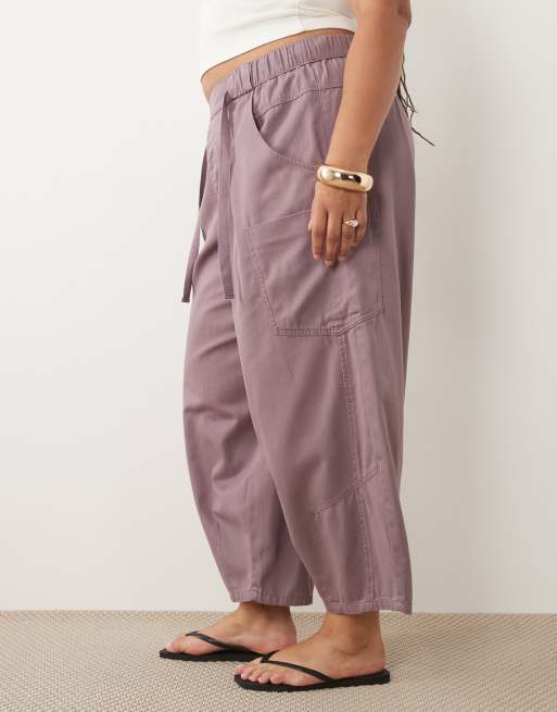 ASOS DESIGN Curve volume laundered utility pants in washed lilac, 2 of 5