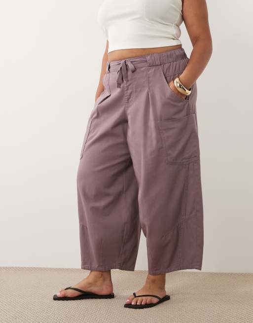 ASOS DESIGN Curve volume laundered utility pants in washed lilac, 5 of 5