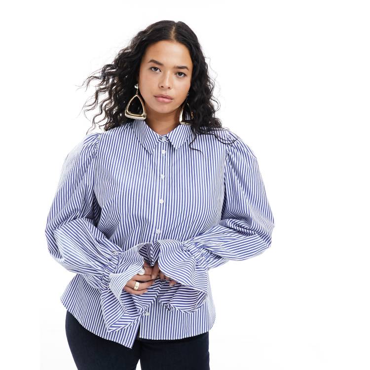 ASOS DESIGN Curve volume sleeved soft shirt with ruffle cuff in