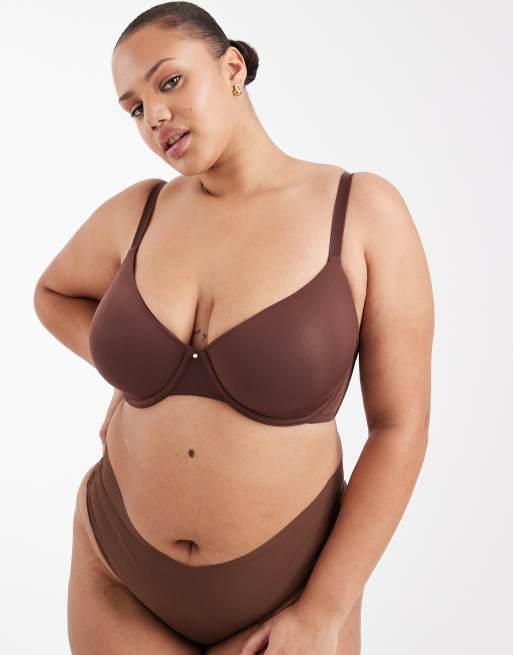 ASOS DESIGN Curve - Voorgevormde T-shirt bh in chocoladebruin, 4 van 4