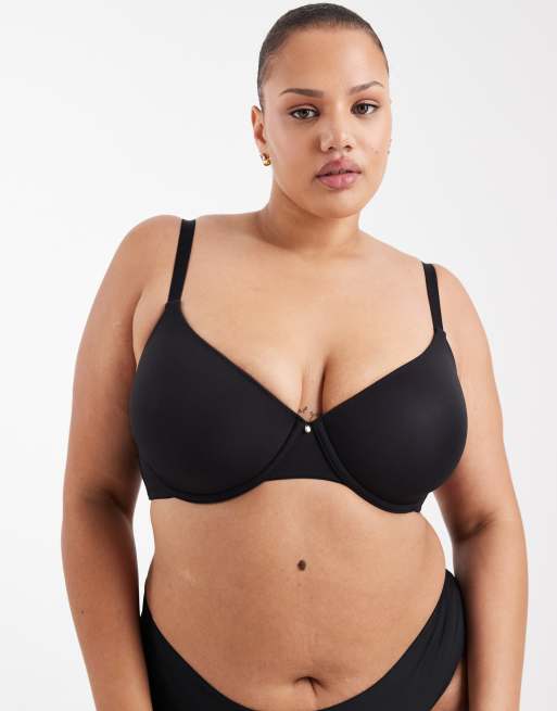 ASOS DESIGN Curve - Voorgevormde T-shirt-bh in zwart, 3 van 4