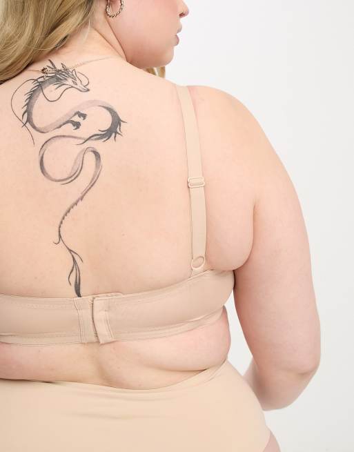 ASOS DESIGN Curve - Voorgevormde T-shirt bh van microvezel in beige, 2 van 4