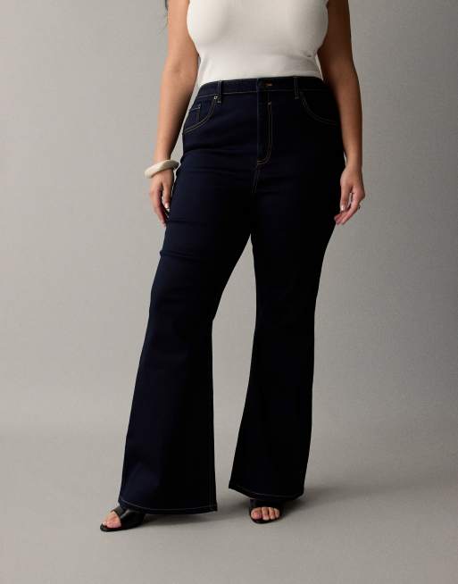 ASOS DESIGN Curve - Vormende flared jeans met super stretch en donkere spoeling, 4 van 7