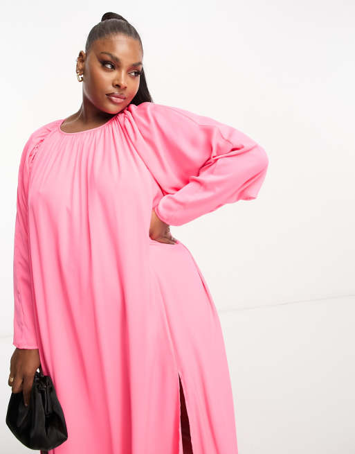 ASOS DESIGN Curve Wadenlanges Kleid aus gewaschenem Satin in