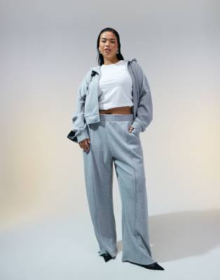 ASOS DESIGN Curve waffle pants in gray heather - part of a set