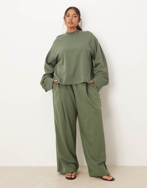 ASOS DESIGN Curve waffle set in khaki - view 1