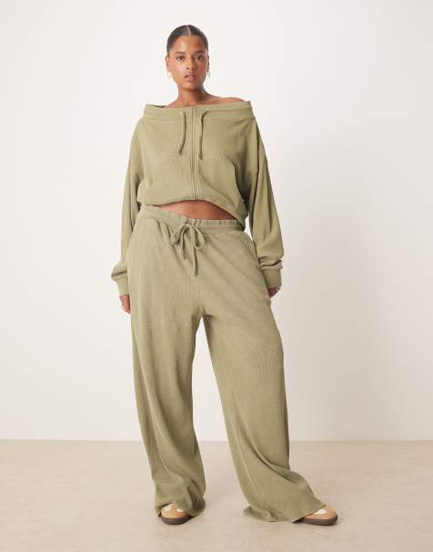 ASOS DESIGN Curve waffle set in khaki - view 1