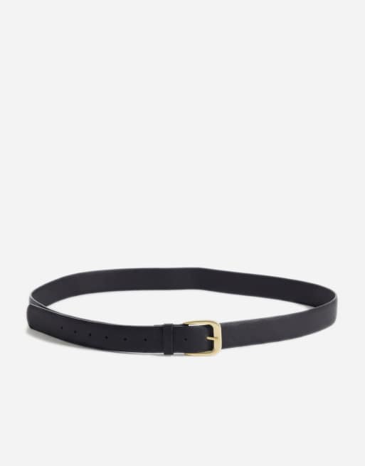 ASOS DESIGN CURVE waist and hip belt in black with antique gold buckle, 4 of 7
