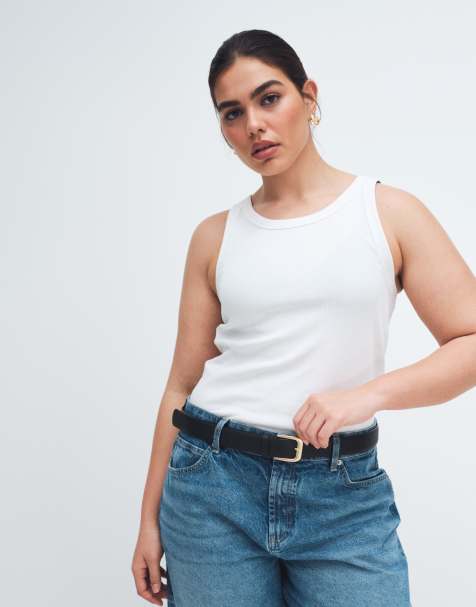 ASOS DESIGN Curve waist and hip belt in black with antiqued gold-tone buckle - view 1