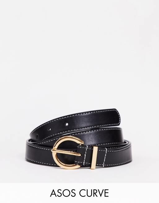 ASOS DESIGN Curve waist and hip belt with half moon buckle and contrast ...