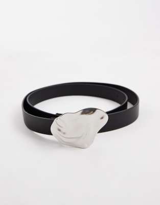 Asos Curve Asos Design Curve Waist And Hip Belt With Hammered Buckle In Black