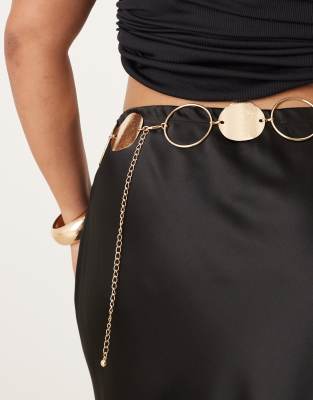 Asos Curve Asos Design Curve Waist And Hip Circle Chain Belt In Gold
