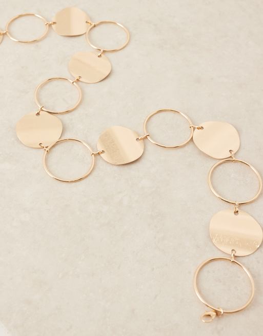 ASOS DESIGN Curve waist and hip circle chain belt in gold tone, 3 of 3