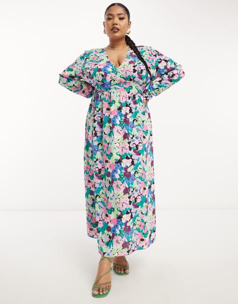 ASOS DESIGN long sleeve ruffle maxi dress in satin and chiffon mix