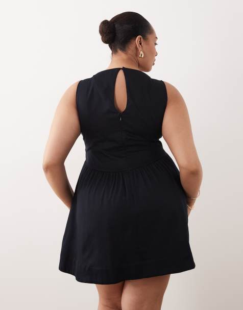 chinese dress ladies Plus Size Vintage Pinup Black White Bow Print Cocktail Wedding Party Flare Dress XL / Black
