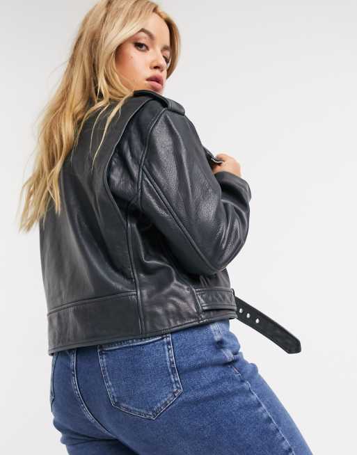 Asos curve cheap leather jacket