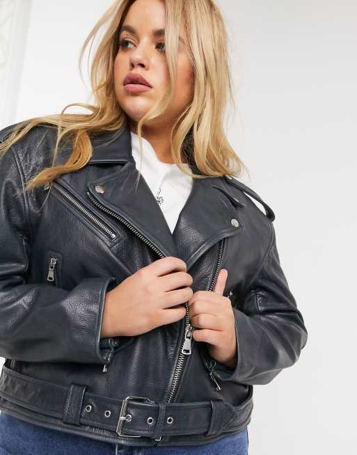 Asos curve 2025 leather jacket