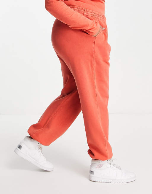 ASOS DESIGN Curve washed oversized jogger in red