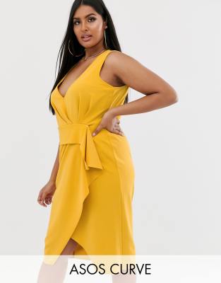 asos curve yellow dress