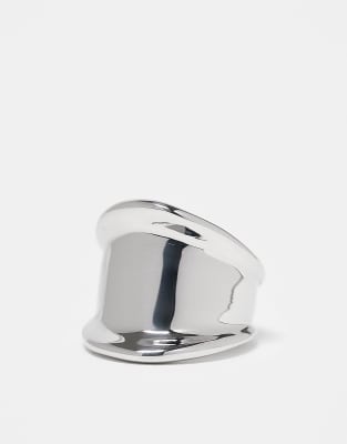 ASOS DESIGN Curve waterproof stainless steel abstract ring in silver tone