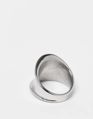 Asos Curve Asos Design Curve Waterproof Stainless Steel Abstract Ring In Silver
