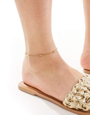 ASOS Curve ASOS DESIGN Curve waterproof stainless steel anklet with dot chain design in gold tone