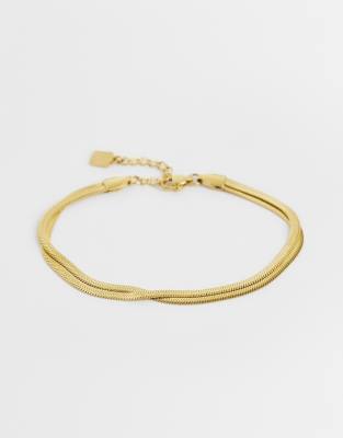 Asos Curve Asos Design Curve Waterproof Stainless Steel Multi-row Snake Chain Bracelet In Gold