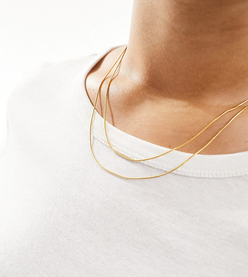 Curve waterproof stainless steel multirow necklace in fine snake chain in gold tone