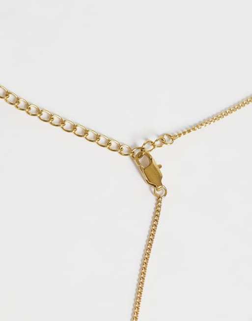 ASOS DESIGN Curve waterproof stainless steel necklace with disc charm in gold tone, 3 of 4