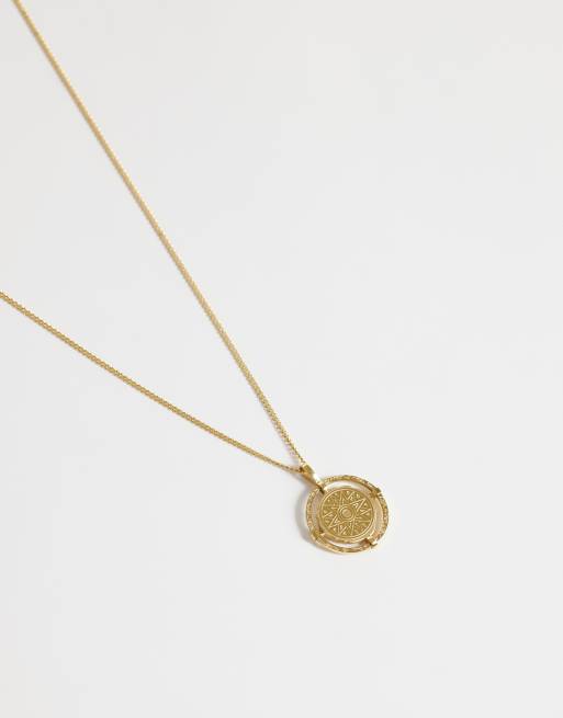 ASOS DESIGN Curve waterproof stainless steel necklace with disc charm in gold tone, 4 of 4