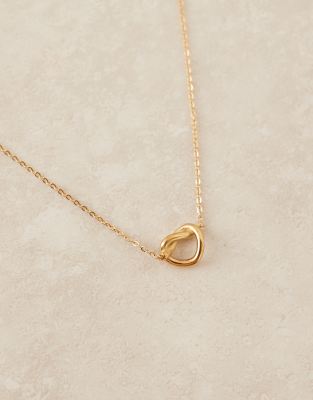 Asos Curve Asos Design Curve Waterproof Stainless Steel Necklace With Knot Pendant In Gold