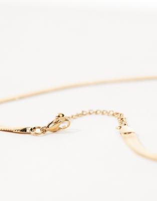 Asos Curve Asos Design Curve Waterproof Stainless Steel Necklace With Snake Chain Detail In Gold