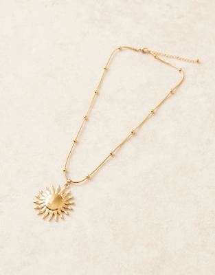 Asos Curve Asos Design Curve Waterproof Stainless Steel Necklace With Sun Pendant