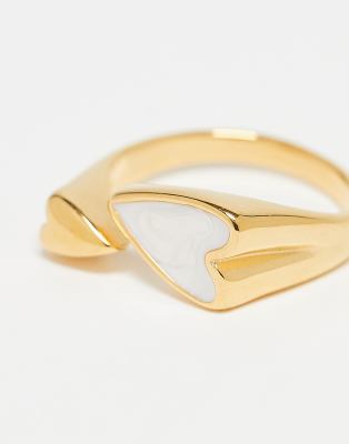 Asos Curve Asos Design Curve Waterproof Stainless Steel Ring With Embossed Detail In Gold