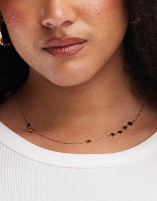 ASOS Curve ASOS DESIGN Curve waterproof stainless steel short necklace with star detail with gift bag-Gold