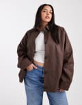 [ASOS Curve] ASOS DESIGN Curve wax harrington jacket in chocolate-Brown XL Chocolate