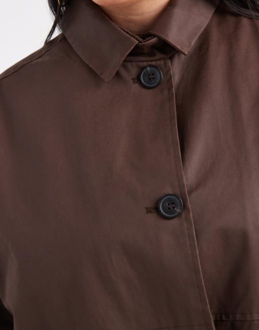 ASOS DESIGN Curve wax harrington jacket in chocolate, 4 of 4