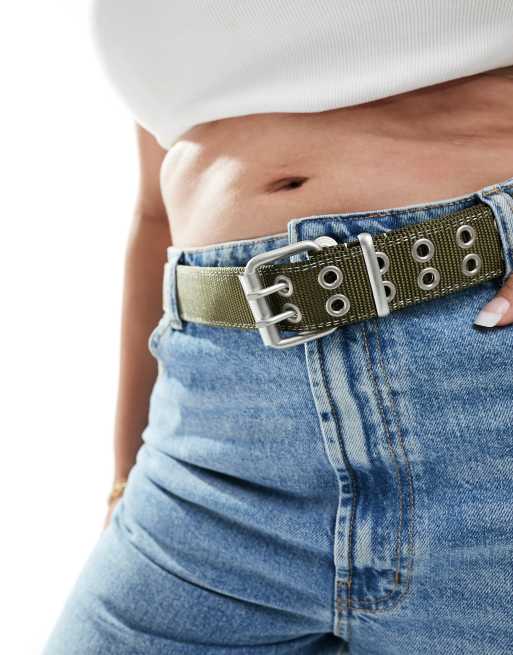 ASOS DESIGN Curve – Webgürtel für hüft- und taillenhohe Jeans in Khaki