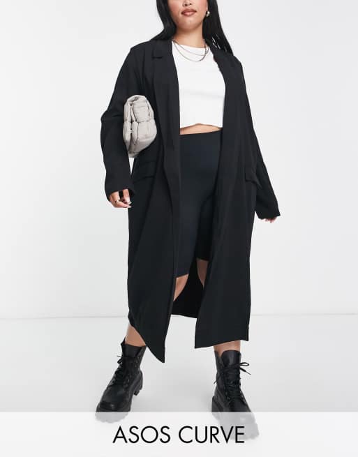 ASOS DESIGN Curve – Weiche Duster-Jacke in Schwarz 