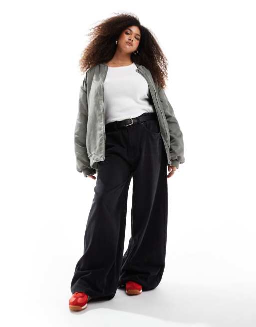 ASOS DESIGN Curve – Weiche Jeans in Schwarz mit weitem Schnitt
