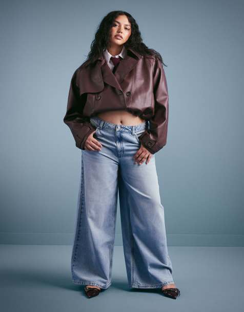 ASOS DESIGN Curve – Weit geschnittene Jeans in Vintage-Waschung mit hohem Bund - view 1
